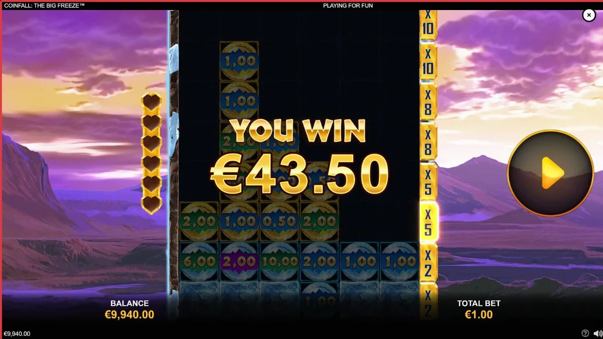 Pemandangan tundra es prasejarah dalam slot Coinfall: The Big Freeze