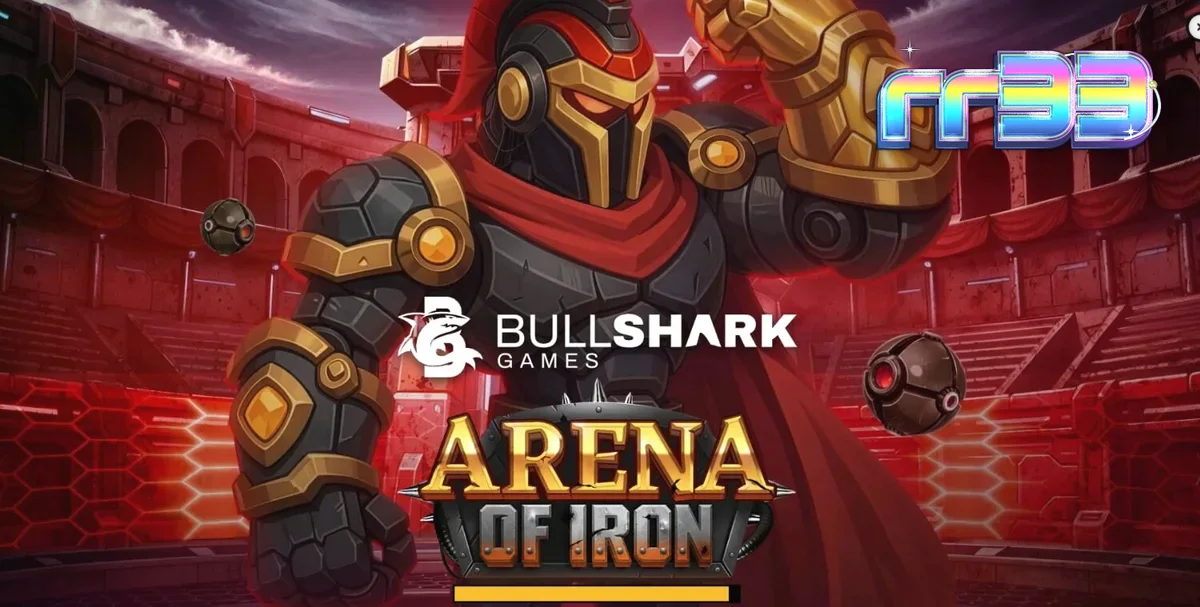 Tampilan layar Arena of Iron di perangkat seluler dengan grafis robot futuristik.